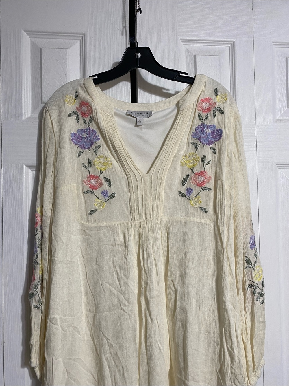 Hayden cream floral gauze lined dress size LARGE - Picture 2 of 15